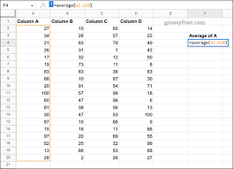 how to calculate averages in google sheets
