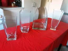 4 Thick Square Glass Vases Vases
