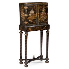 small chinese black lacquer cabinet on