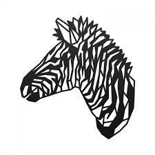 geometric zebra head wall art black