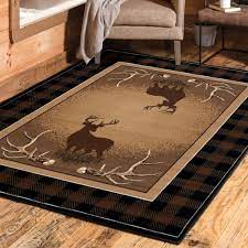 antler buck area floor rug