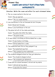 effect text structure worksheets