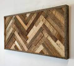 reclaimed wood wall art herringbone