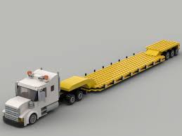 lego moc semi truck with lowboy trailer