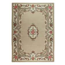 premium aubusson rug brown green