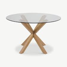 Talon Round Dining Table Glass Oak
