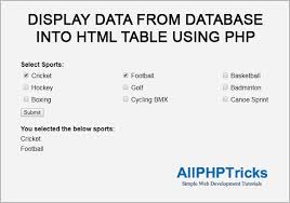 from database into html table using php