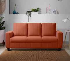 3 seater fabric sofa orange upholstery