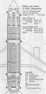 Vintage Airline Seat Map Delta Air Lines L 1011 Tristar