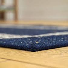 greek key flatweave blue hallway carpet