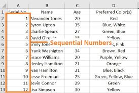 enter sequential numbers in excel