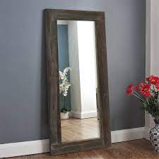 Its frame is made in the usa from barnwood, and it comes in a distressed neutral finish with wood knots all around that complements your traditional or. Amazon Com Mayeerty Floor Mirror Full Length Rustic Wood Frame Body Full Size Large Leaning Wall Mounted Rectangle Farmhouse Decorative Wall Hanging Bedroom Living Room Mirrors 58x24in Grey Furniture Decor