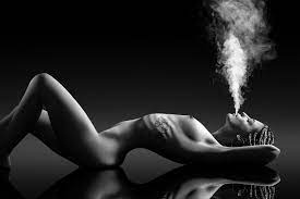 Sensual Nude Woman Smoking Black & White Luster Photo Print rolled in a  Tube - Etsy