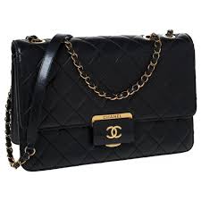 chanel 2016 black quilted goatskin