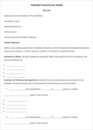 Sample Resume For Fresher Teacher Job   Templates