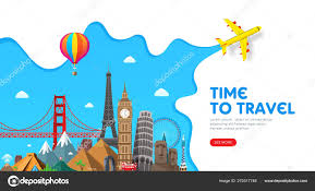 travel banner design with famous