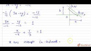 Reduce the equation 3x-4y+12=0 to intercepts form. Hence, find the length  of the portion of - YouTube