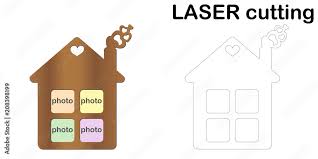 house shaped frame for photos for laser