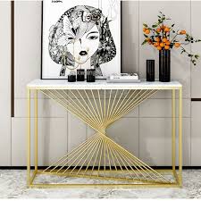 Buy White And Gold Marble Console Table