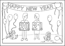 Happy new years 2021 coloring pages. Couple Happy New Year 2021 Coloring Page Free Printable Coloring Pages For Kids