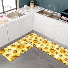 non slip kitchen mat washable sunflower