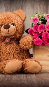 happy teddy bear teddy with flower