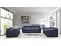 Blue Leather Sofa Set For