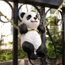 Swinging Panda Garden Statue Cute Panda