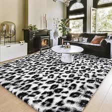 fluffy leopard print rug modern