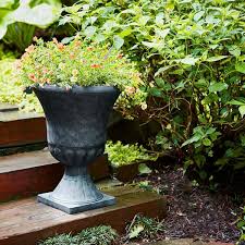 black resin composite urn planter