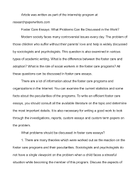 calam eacute o foster care essays what problems can be discussed in the 