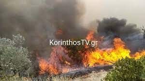 Πολύ κοντά στα σπίτια μαίνεται η φωτιά στη σταματά που ξέσπασε νωρίς το μεσημέρι της τρίτης. Megalh Fwtia Sto Kaletzi Korin8ias Deite Binteo