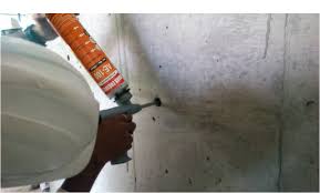 tie rod hole sealing with pu foam spray