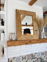 mirror in old wood frame rustic style
