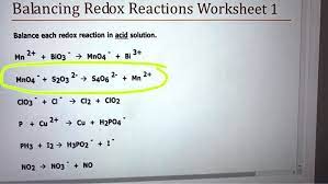 Balancing Redox Reactions Worksheet 1