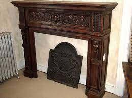 French Hand Carved Wood Fireplace Mantel