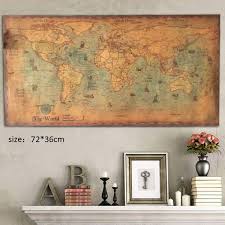 Large Vintage Office Supplies Detailed Antique Poster Wall Chart Retro Paper Matte Kraft Paper Map Of World