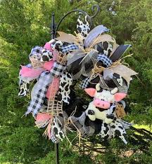 Cow Wreath For Front Door Primitive