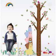 Tree With Animals And Rainbow Height Chart Wall Sticker