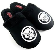 Details About Black Panther Fuzzy Sherpa Mens Slippers Assort Sizes 5 6 7 8 9 10 11 12