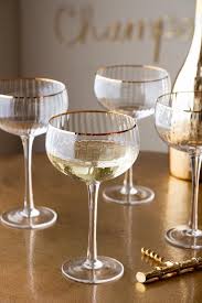 Set Of 4 Ribbed Champagne Coupe Glasses