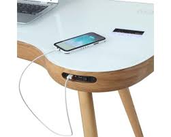 Santa Fe Oak Smart Desk With Glass Top