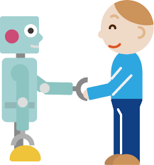 男性とロボットが握手するイラスト | 無料イラスト素材のillalet