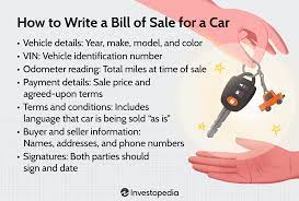how to write a bill of for a car