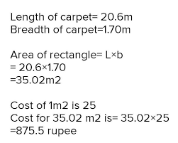 a carpet is 20m 60cm long and 1m 70cm
