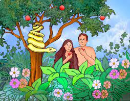 man woman eat the forbidden fruit