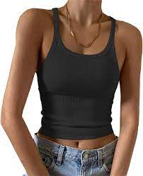 Artfish Women's Sleeveless Tank Top Form Fitting Scoop Neck Ribbed Knit  Basic Cami Tight Fitted Black XS at Amazon Women's Clothing store