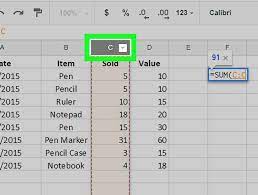 Replace the sum function in column c of your table with an array formula then, select the cell range c1:c4 press the del key to erase sum. How To Apply A Formula To An Entire Column On Google Sheets On Pc Or Mac