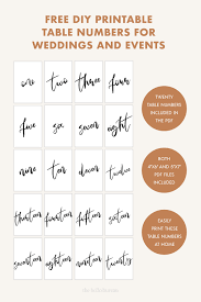 free printable table numbers for