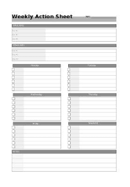 Free Printable Weekly Action Sheet Kennsla Daily Work